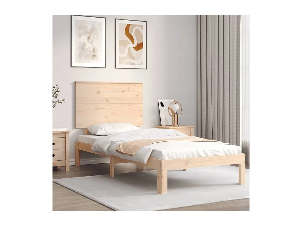 Estrutura de cama com cabeceira 100x200 cm madeira maciça