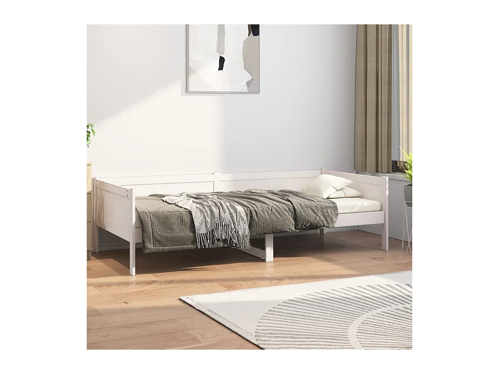 Lit de jour Blanc Bois massif de pin 90x190 cm