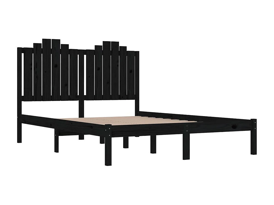 Estructura de cama de madera maciza de pino negra 140x190 cm