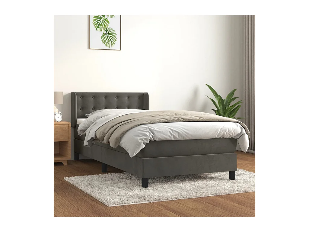 Boxspring met matras fluweel donkergrijs 80x200 cm