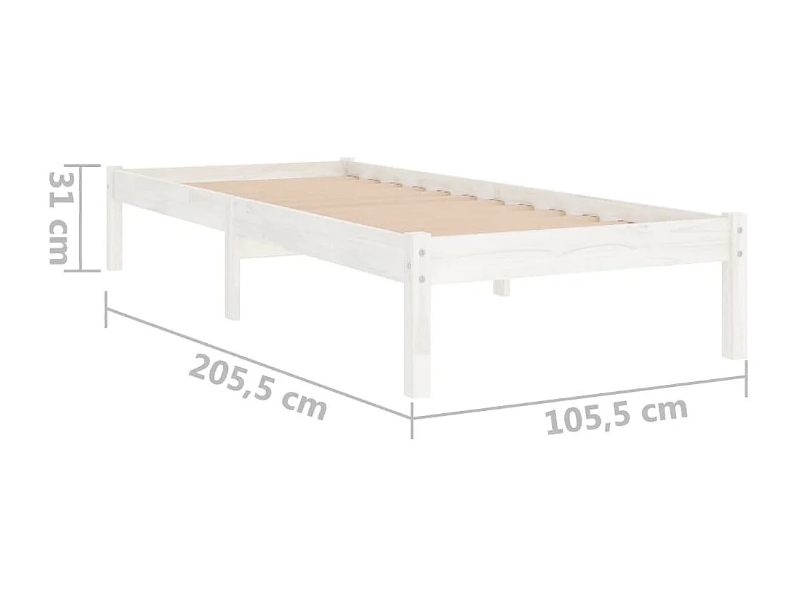Estrutura de cama 100x200 cm madeira pinho maciça branco