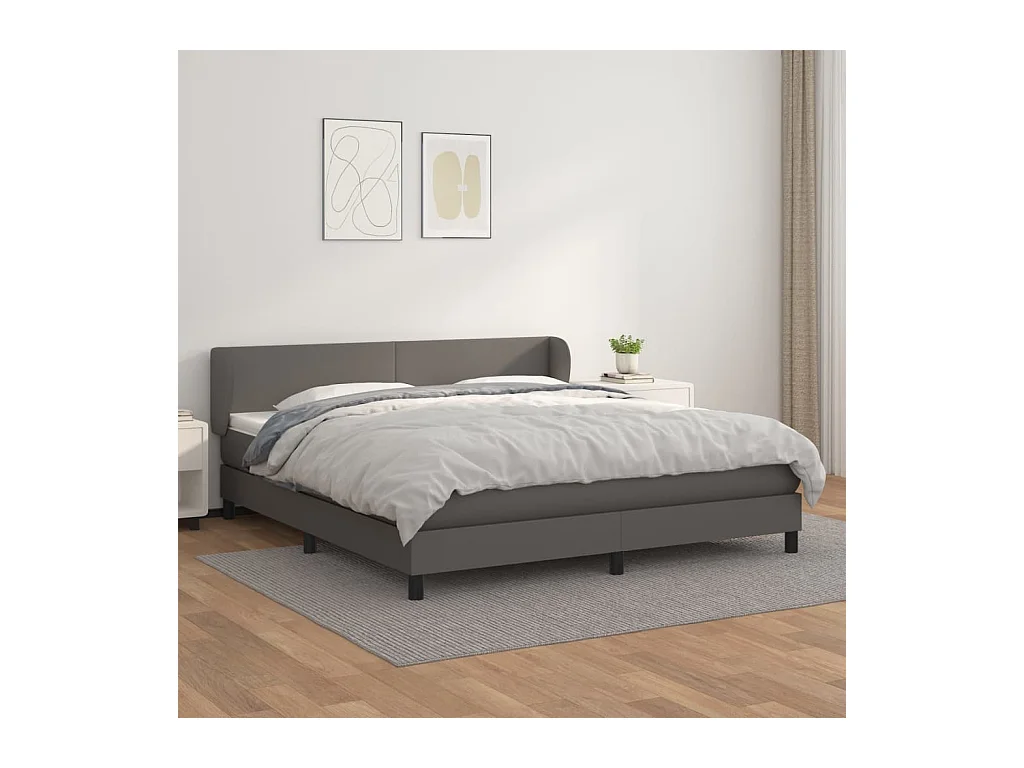 Boxspring met matras kunstleer grijs 160x200 cm