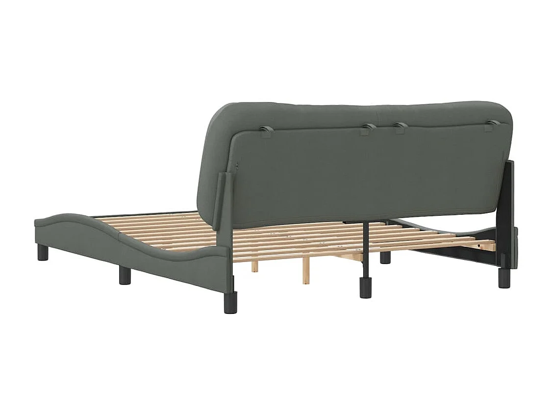 Estrutura de cama 160x200 cm tecido cinzento-escuro