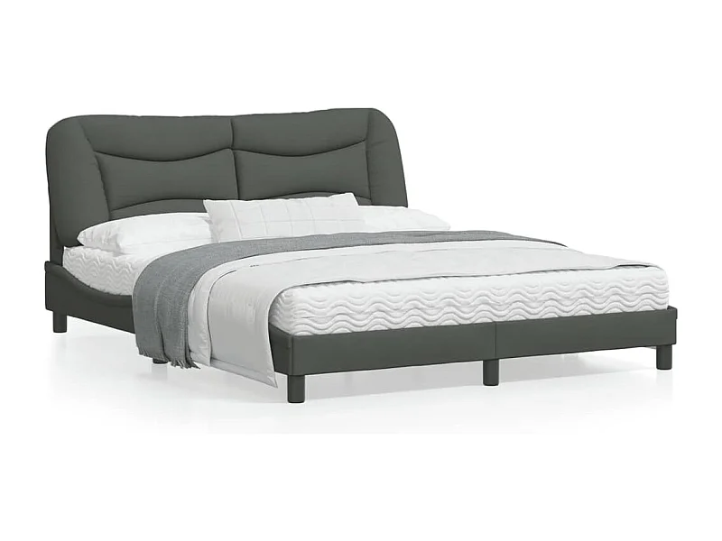 Estrutura de cama 160x200 cm tecido cinzento-escuro