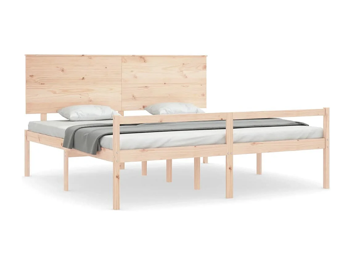 Estrutura de cama com cabeceira 200x200 cm madeira maciça