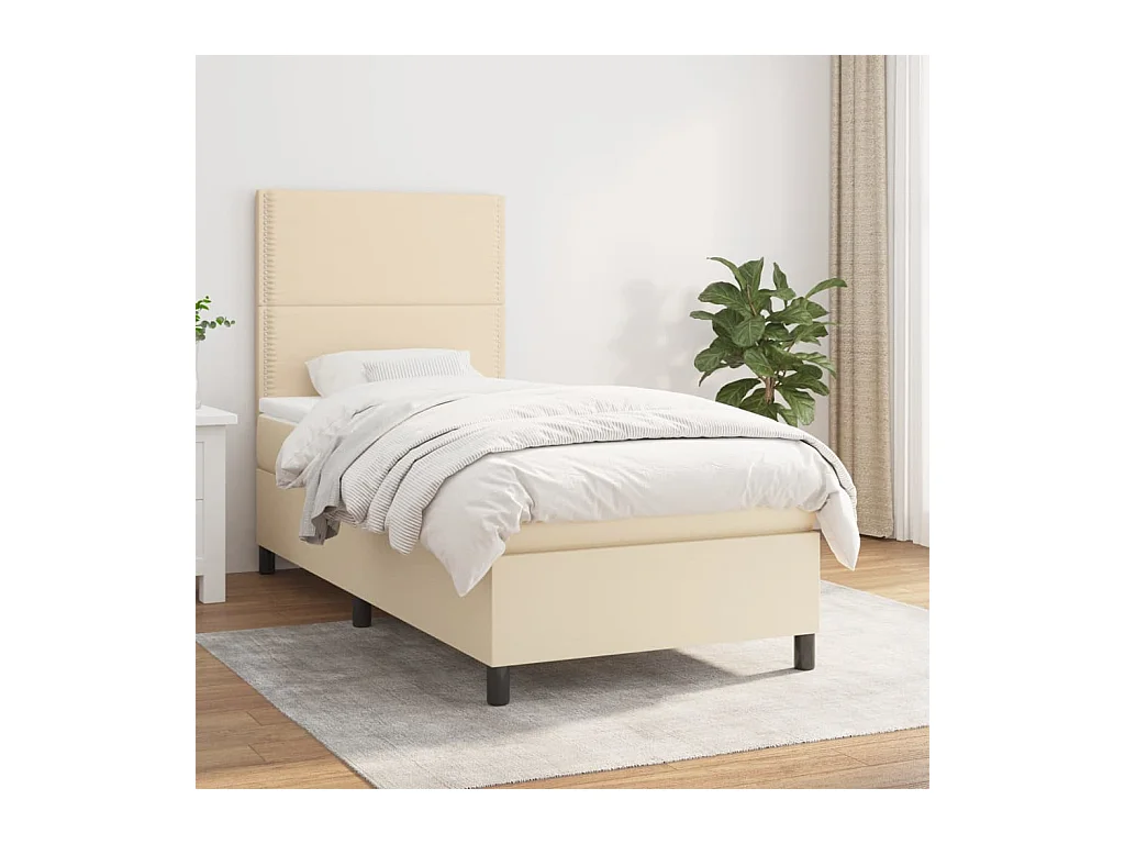 Boxspring met matras stof crèmekleurig 90x200 cm