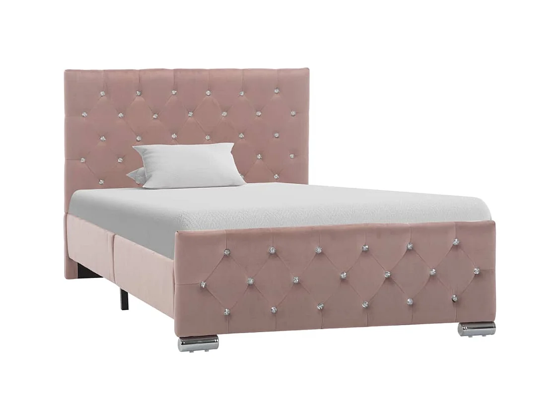 Estructura de cama de terciopelo rosa 100x200 cm