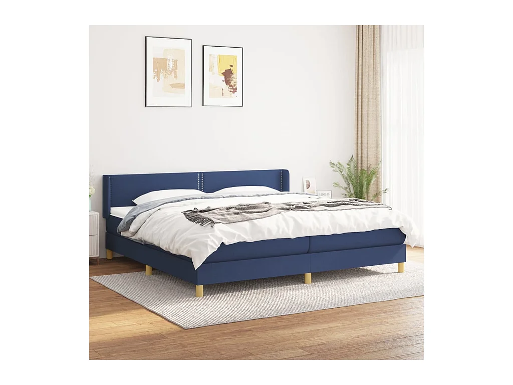 Boxspring met matras stof blauw 200x200 cm