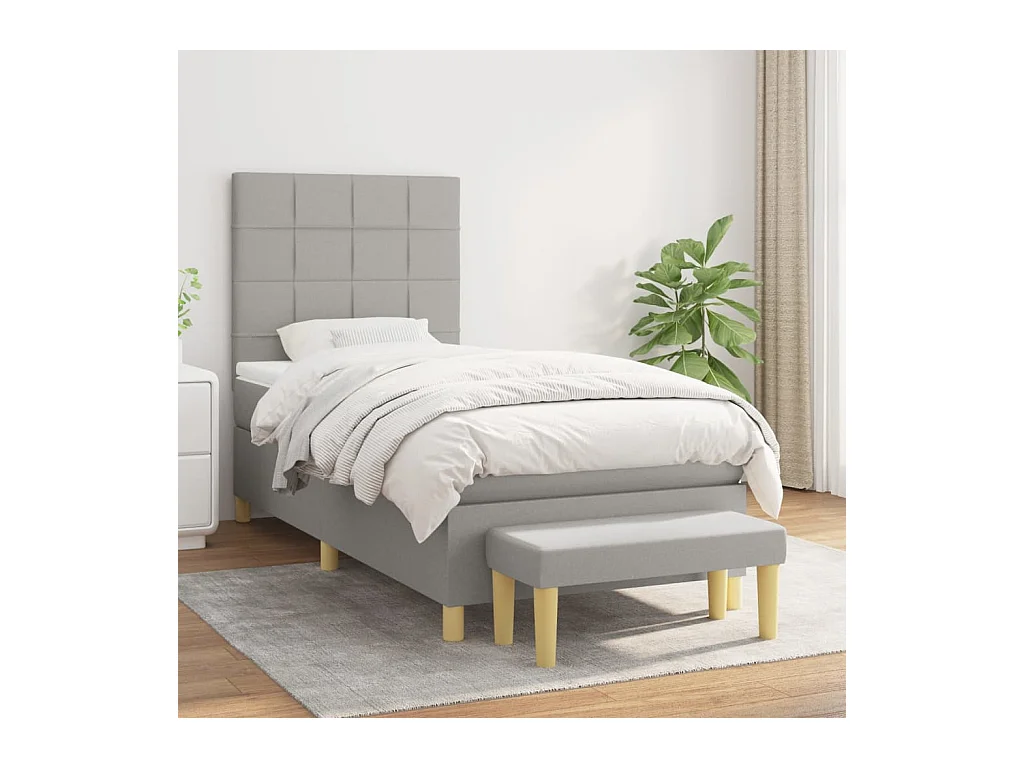Boxspring met matras stof lichtgrijs 100x200 cm
