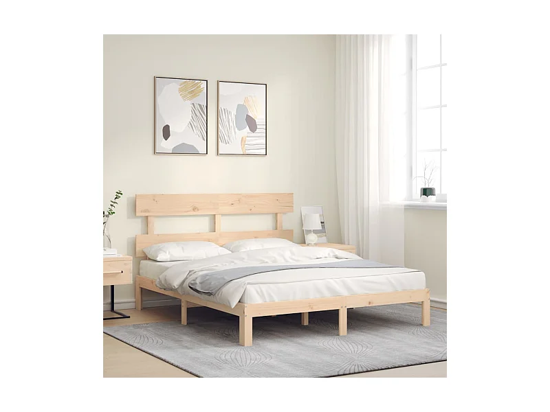 Cadre de lit avec tête de lit King Size bois massif