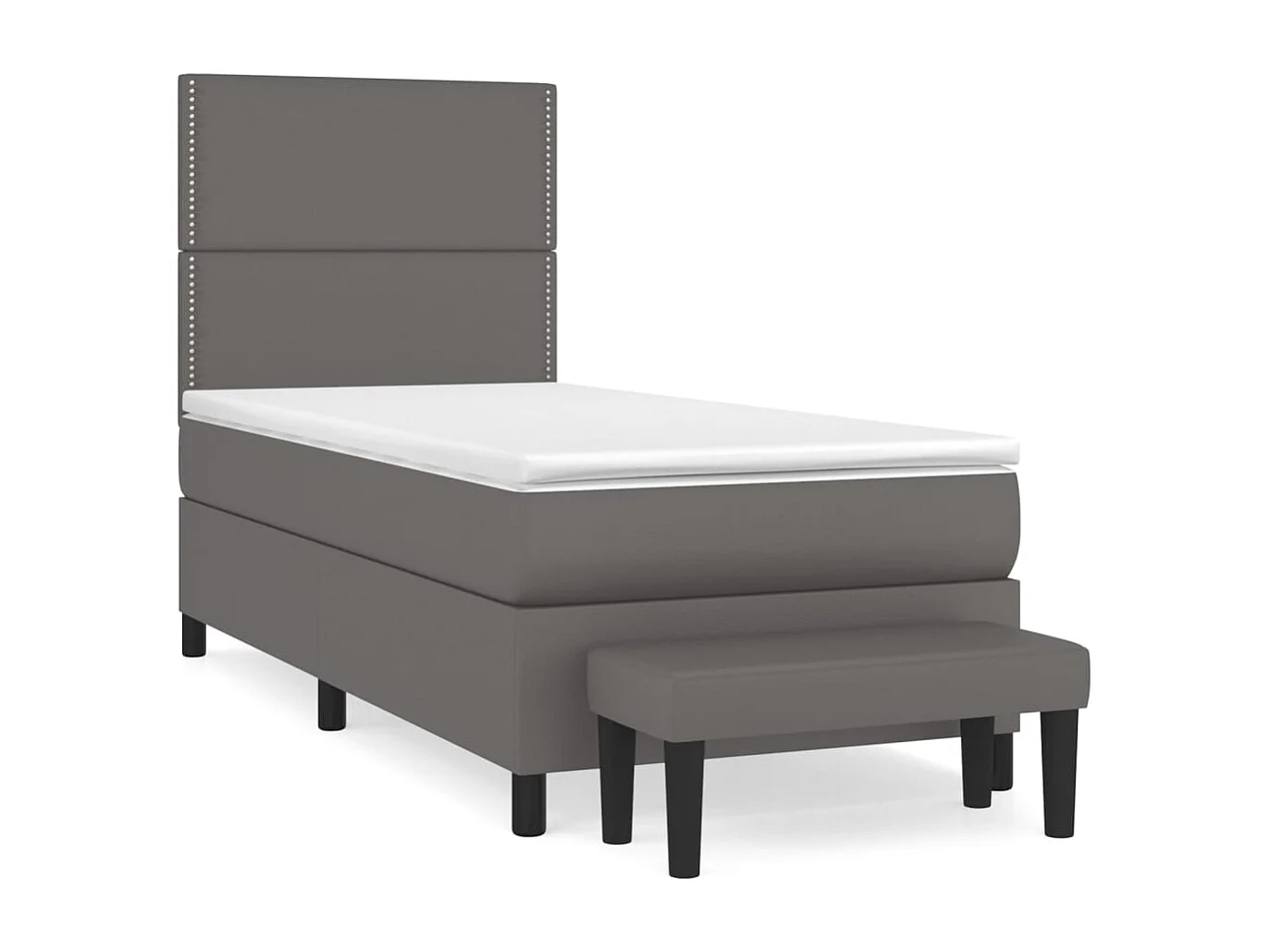 Cama com molas/colchão 90x200 cm couro artificial cinzento