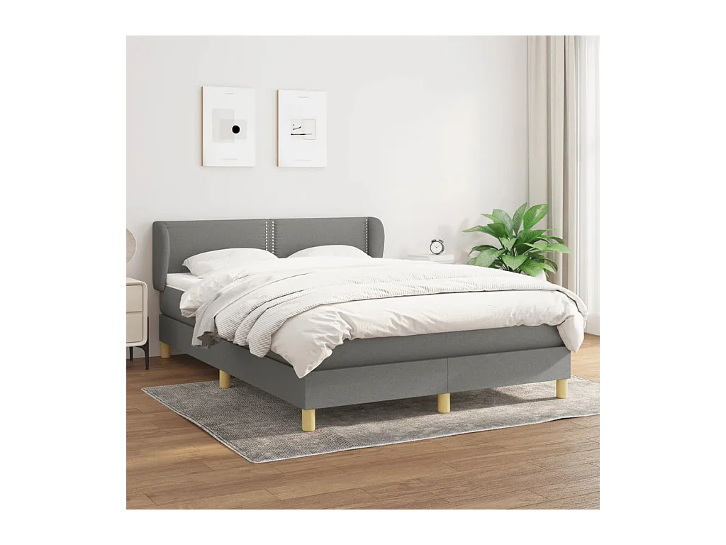 Lit à sommier tapissier avec matelas Gris foncé 140x200cm Tissu