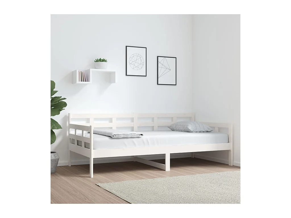 Lit de jour Blanc Bois massif de pin 90x190 cm