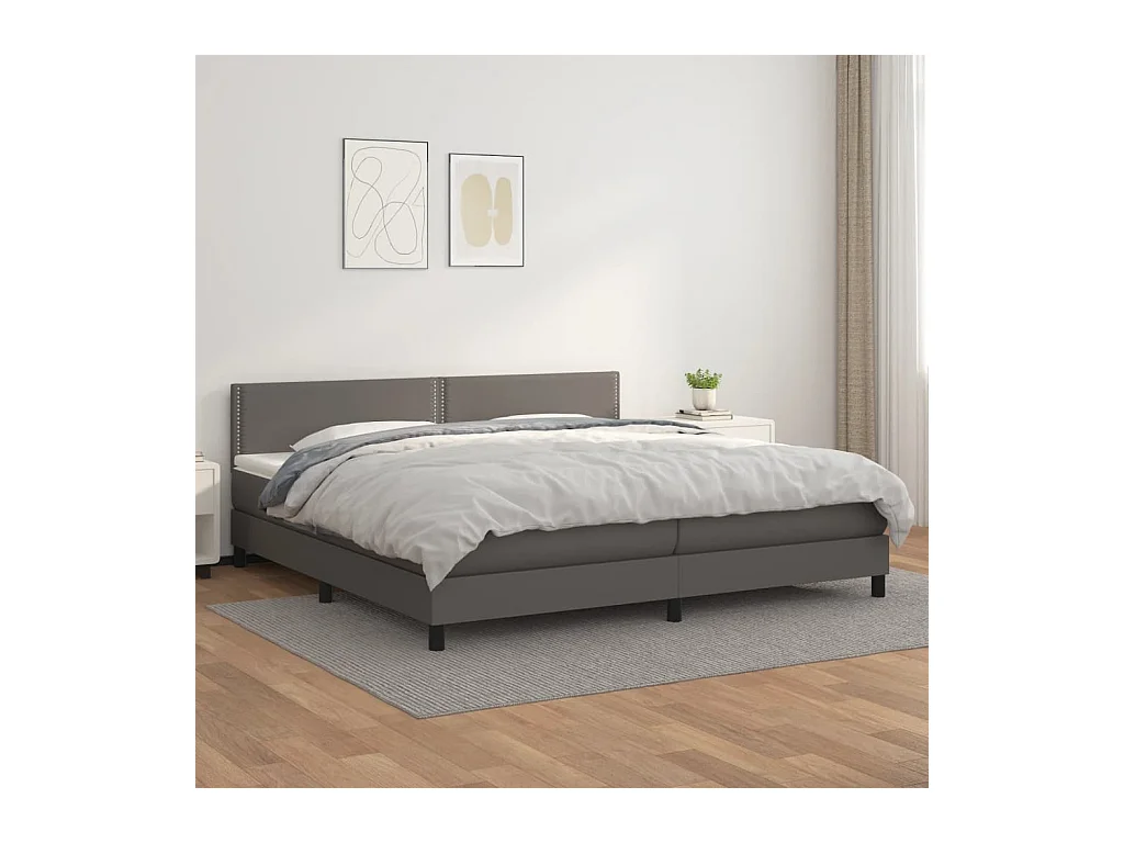 Boxspring met matras kunstleer grijs 200x200 cm
