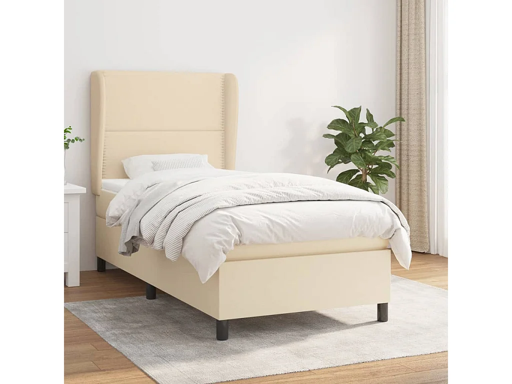Lit à sommier tapissier avec matelas Crème 80x200 cm Tissu