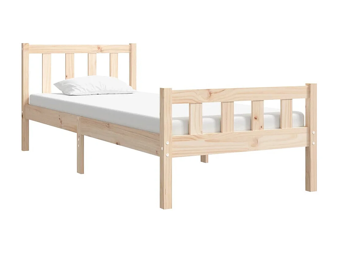 Estructura de cama madera maciza individual pequeña 75x190 cm
