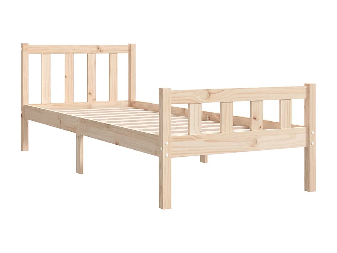 Estructura de cama madera maciza individual pequeña 75x190 cm