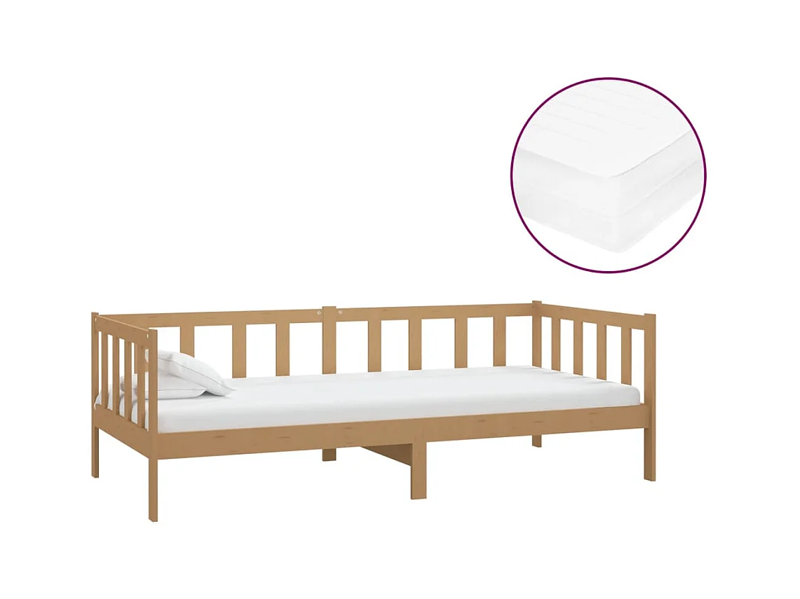 Sofá-cama com colchão 90x200 cm pinho maciço castanho mel