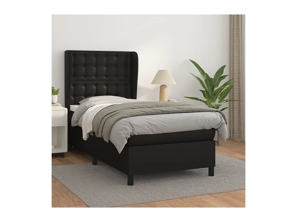 Boxspring met matras kunstleer zwart 90x190 cm