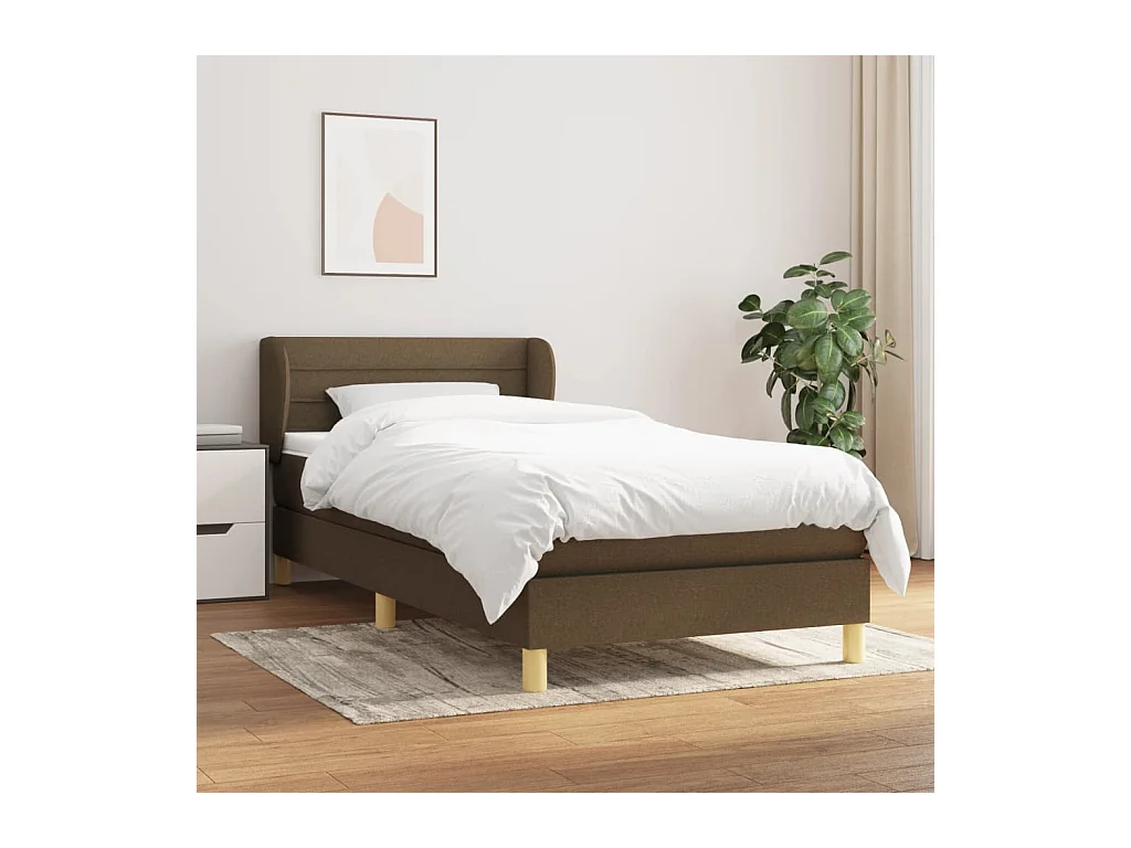 Lit à sommier tapissier avec matelas Marron foncé 100x200 cm