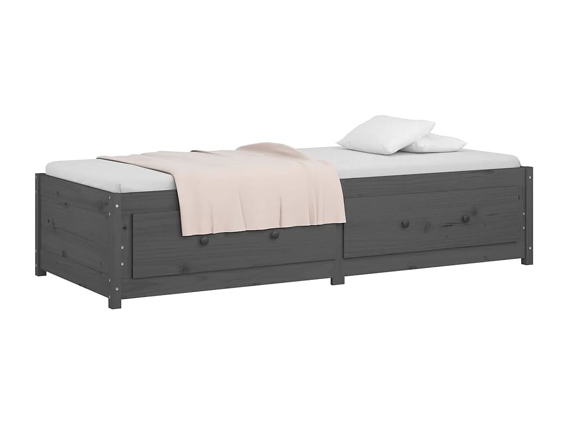 Sofá-cama 90 x 200 cm madeira de pinho maciça cinzento