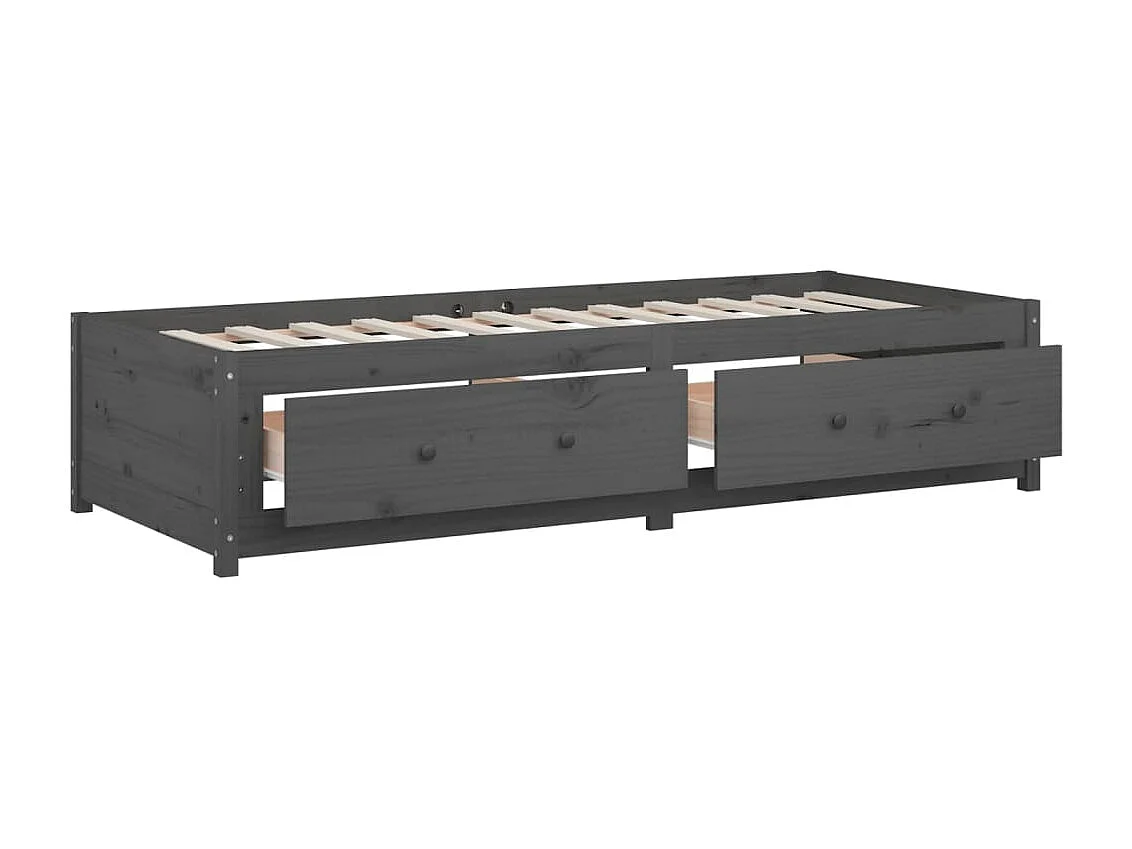 Sofá-cama 90 x 200 cm madeira de pinho maciça cinzento