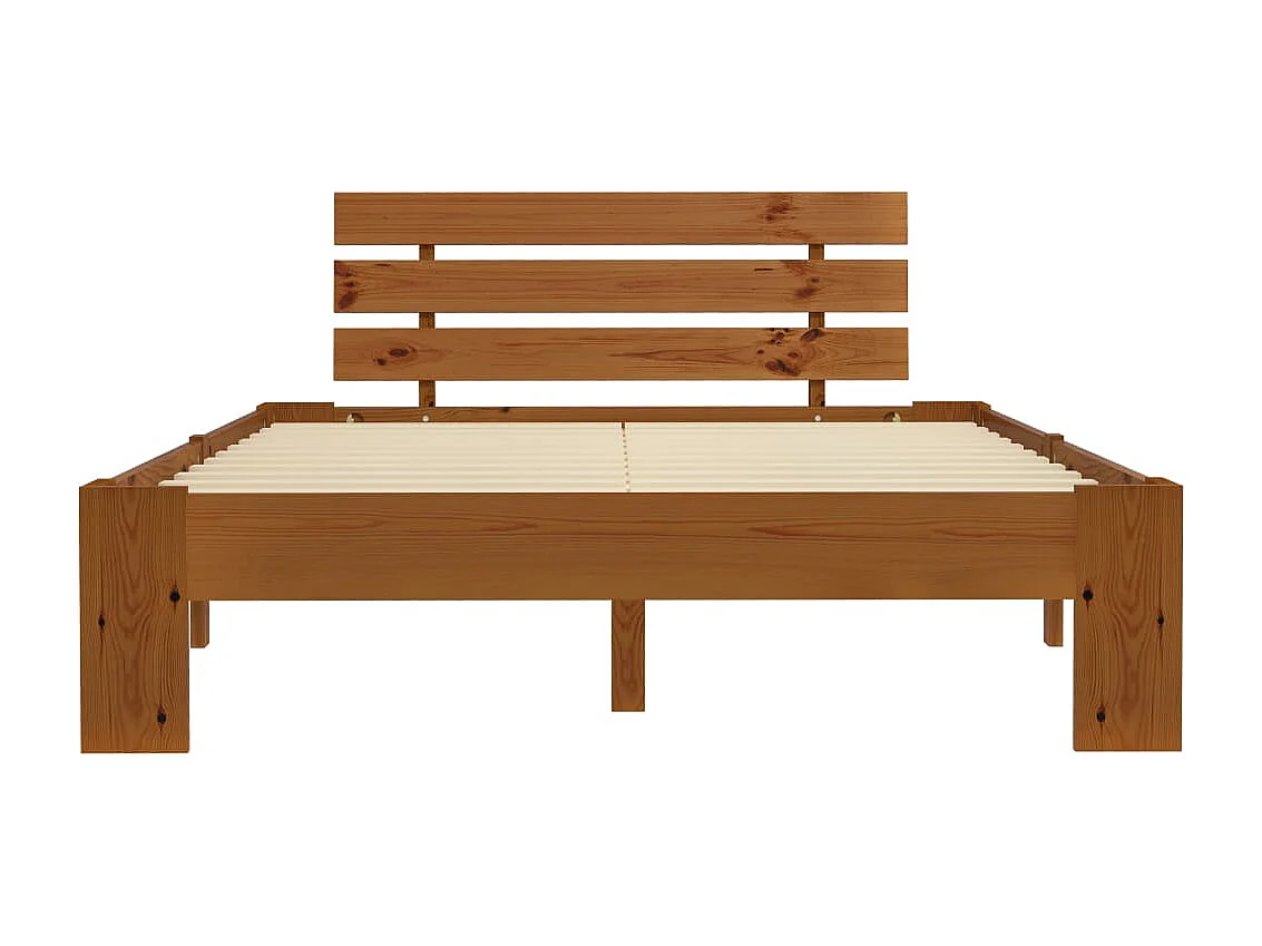 Estrutura de cama 140x200 cm pinho maciço castanho mel