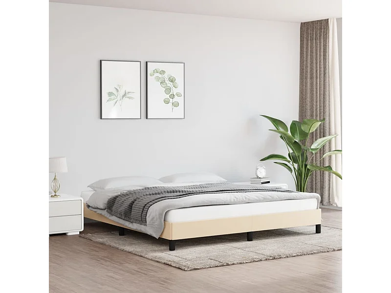 Estrutura de cama em tecido cor creme 180x200 cm