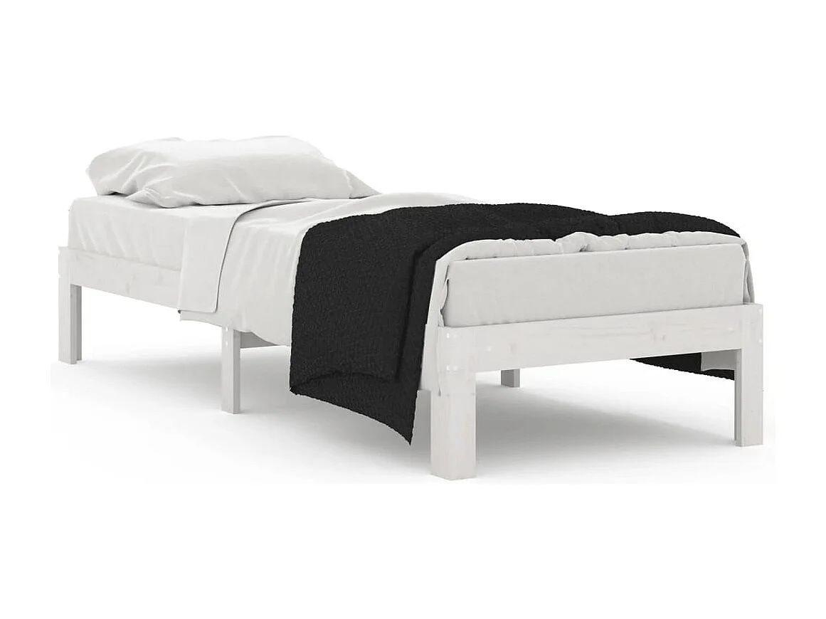 Cadre de lit Blanc Bois massif 75x190 cm Petit simple