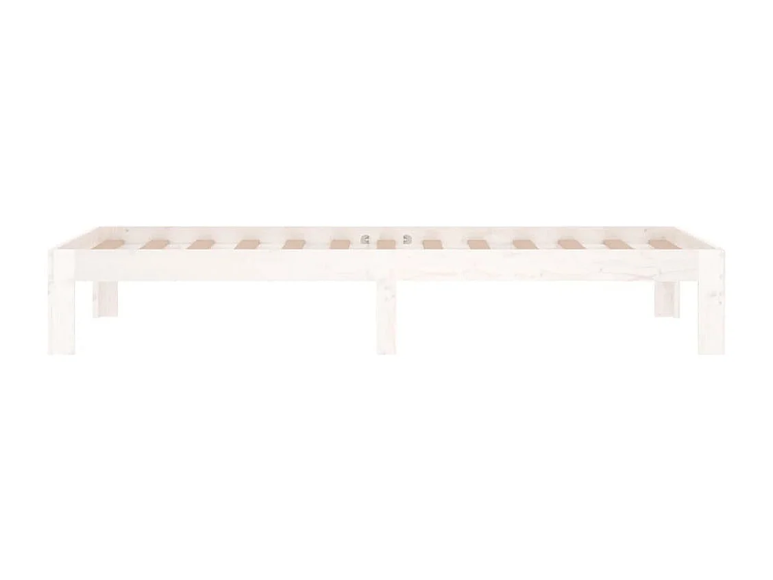 Cadre de lit Blanc Bois massif 75x190 cm Petit simple