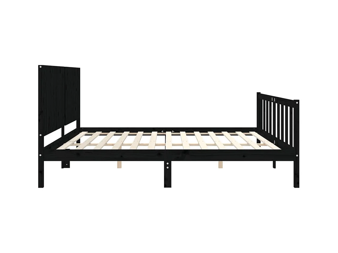 Cadre de lit avec tête de lit noir 200x200 cm bois massif