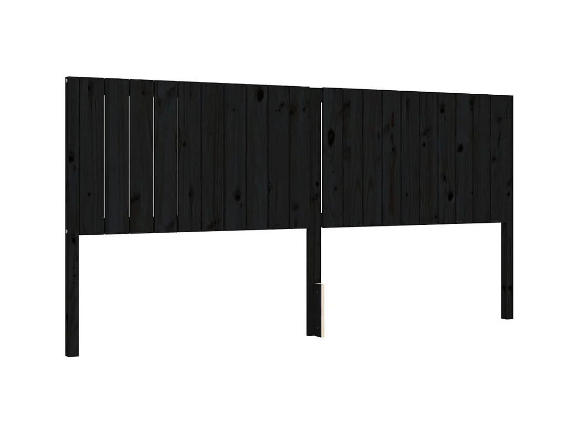 Cadre de lit avec tête de lit noir 200x200 cm bois massif