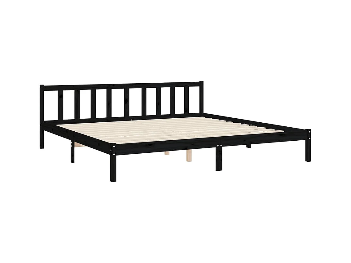 Cadre de lit avec tête de lit noir 200x200 cm bois massif