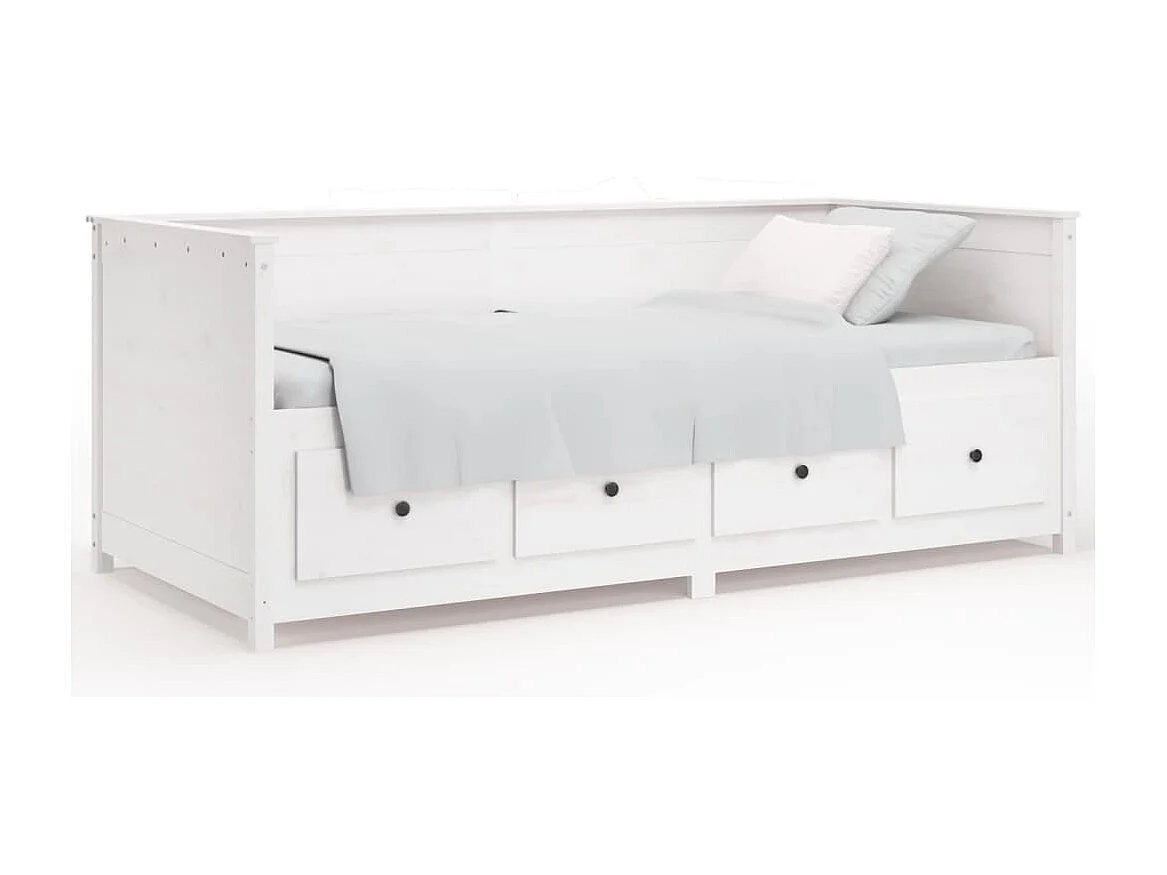 Sofá-cama 90x190 cm madeira de pinho maciça branco