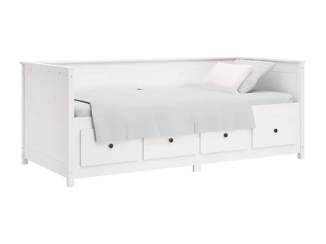 Sofá-cama 90x190 cm madeira de pinho maciça branco