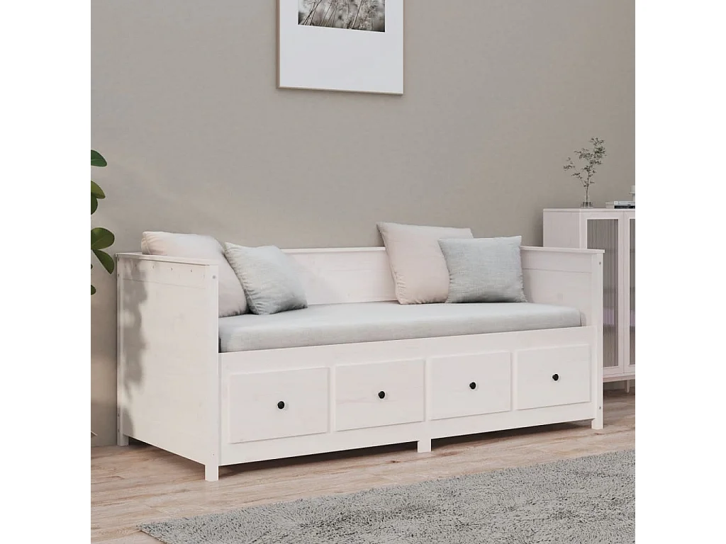 Sofá-cama 90x190 cm madeira de pinho maciça branco