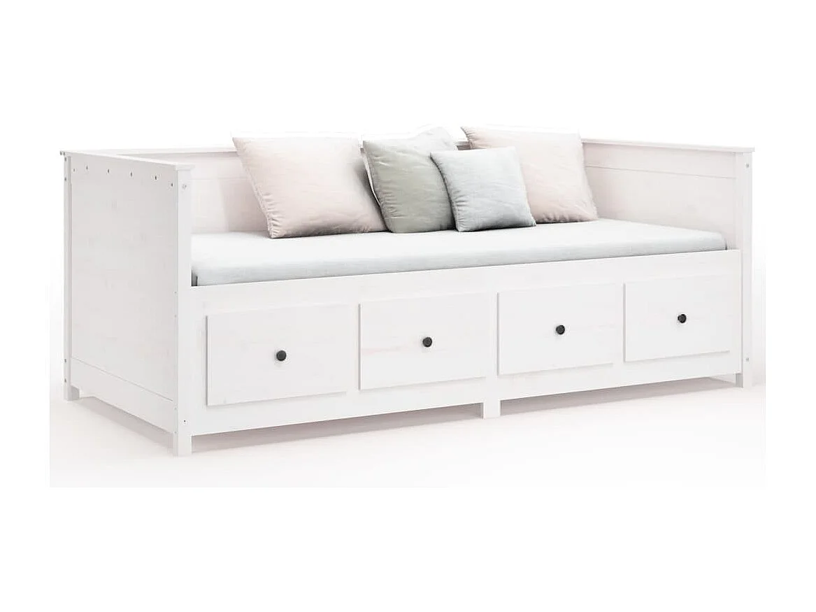Sofá-cama 90x190 cm madeira de pinho maciça branco