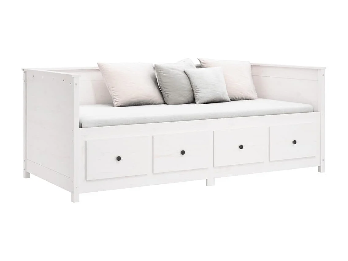 Sofá-cama 90x190 cm madeira de pinho maciça branco