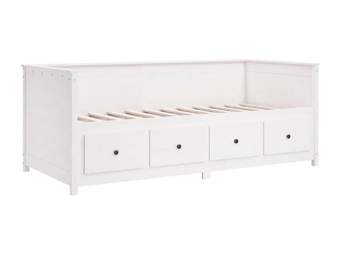 Sofá-cama 90x190 cm madeira de pinho maciça branco