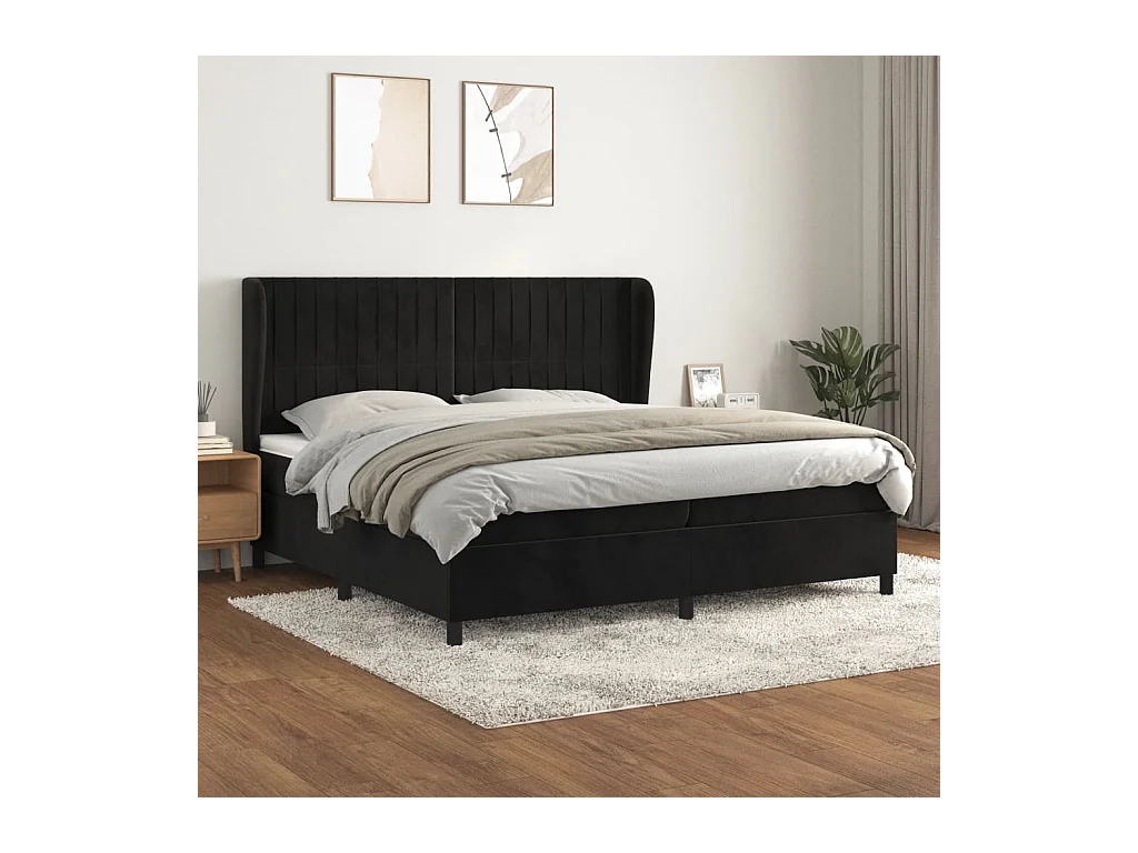 Boxspring met matras fluweel zwart 200x200 cm