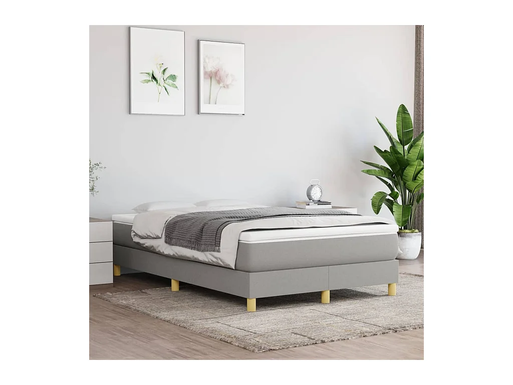 Boxspring met matras stof lichtgrijs 120x200 cm