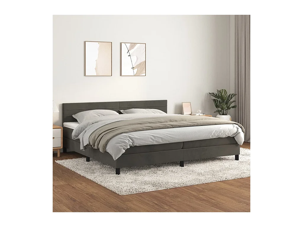 Boxspring met matras fluweel donkergrijs 200x200 cm