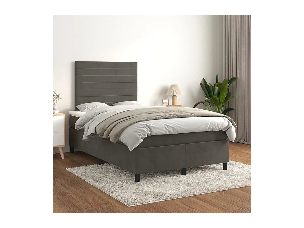 Boxspring met matras fluweel donkergrijs 120x200 cm