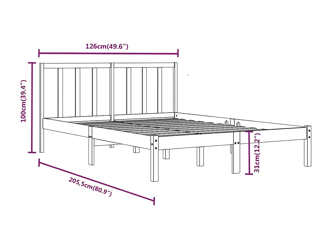 Cadre de lit Bois de pin massif 120x200 cm