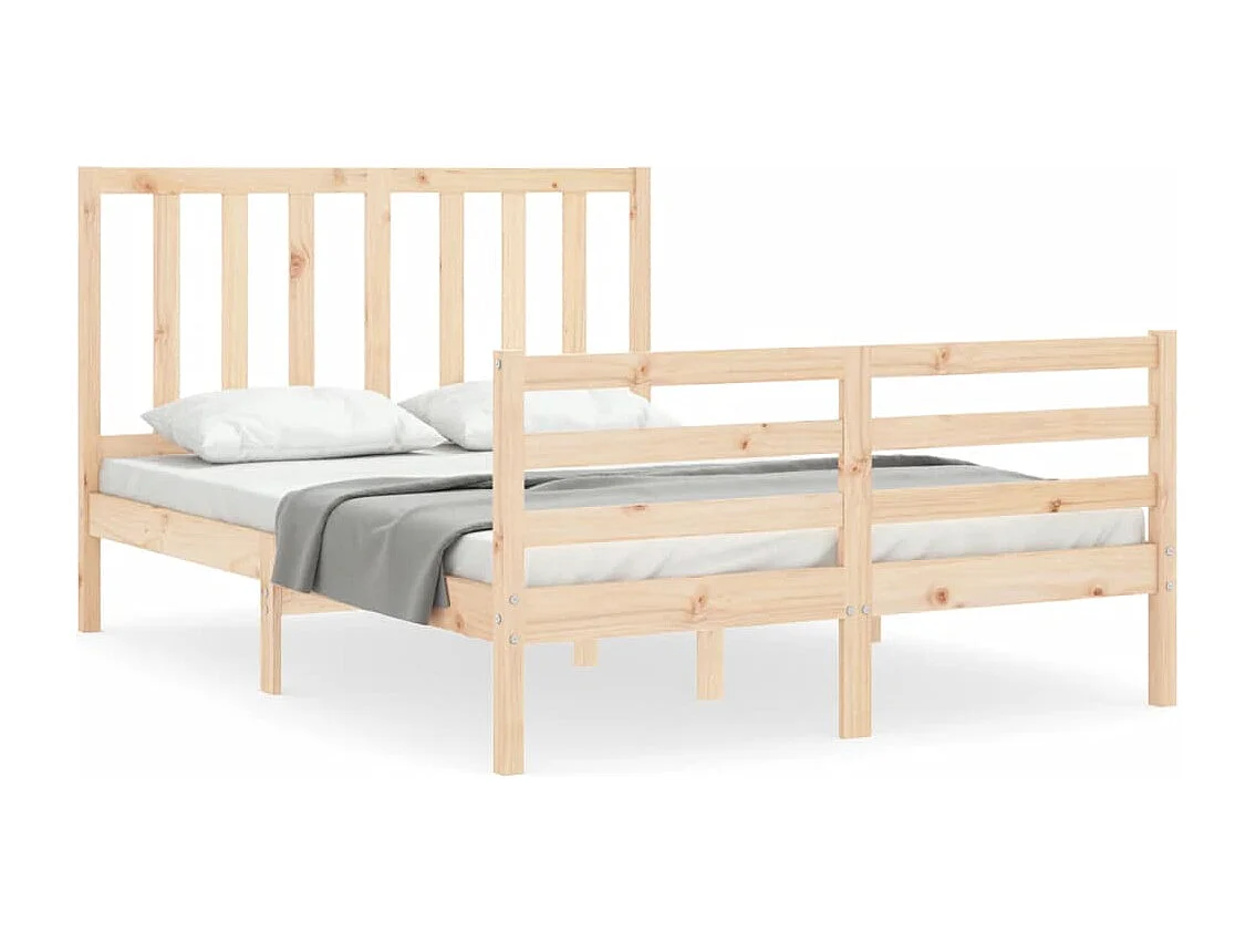 Estructura de cama de matrimonio con cabecero madera maciza