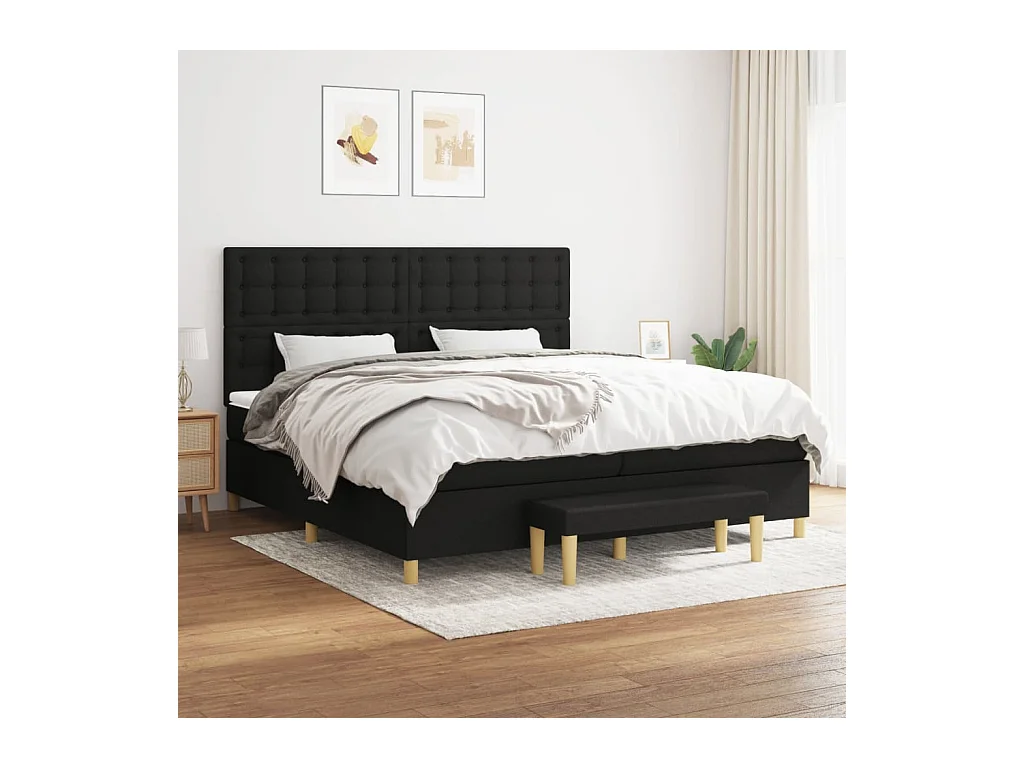 Boxspring met matras stof zwart 200x200 cm