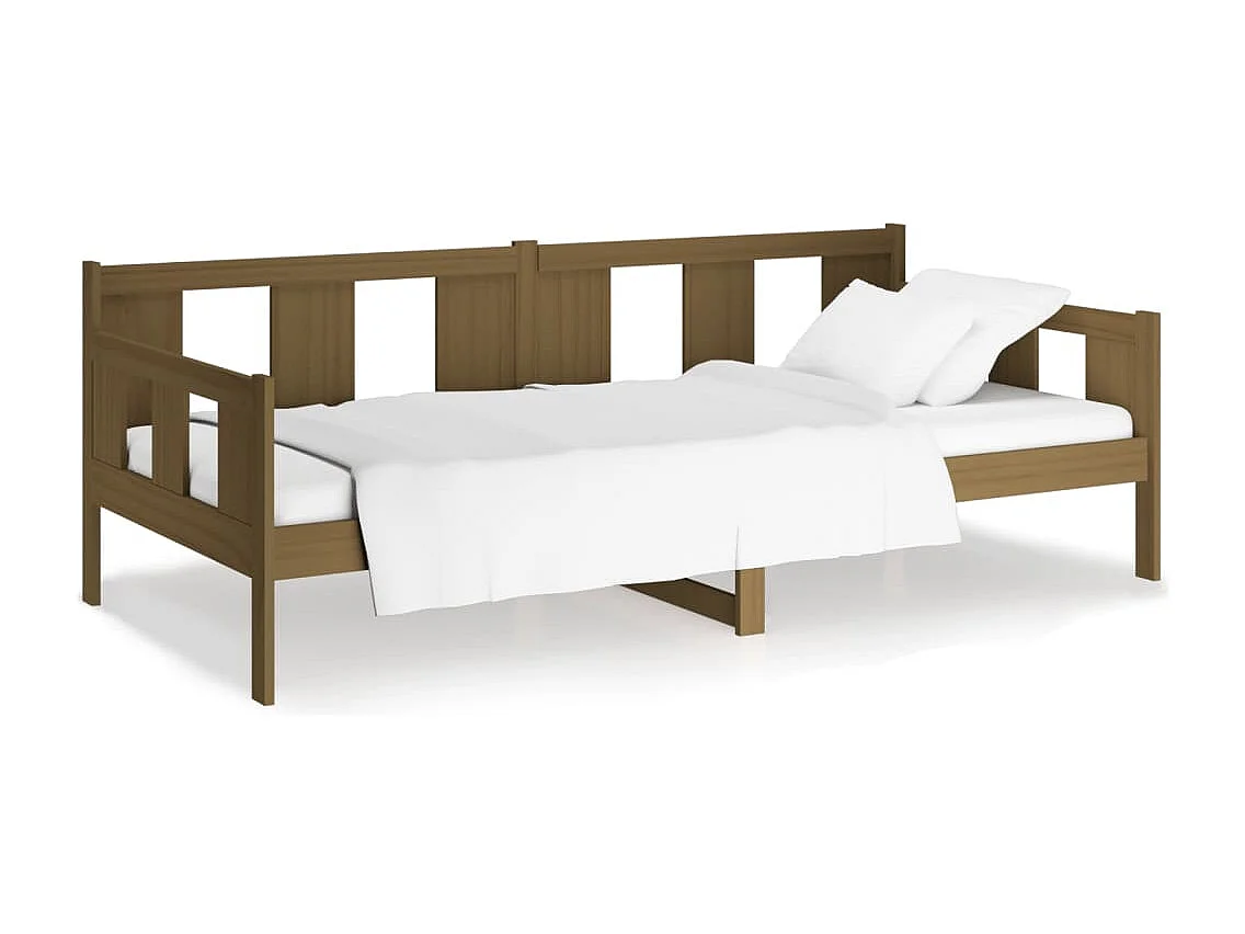Lit de jour Marron miel Bois de pin massif 90x190 cm