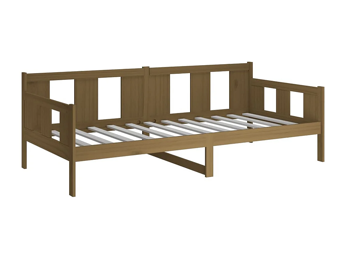 Lit de jour Marron miel Bois de pin massif 90x190 cm