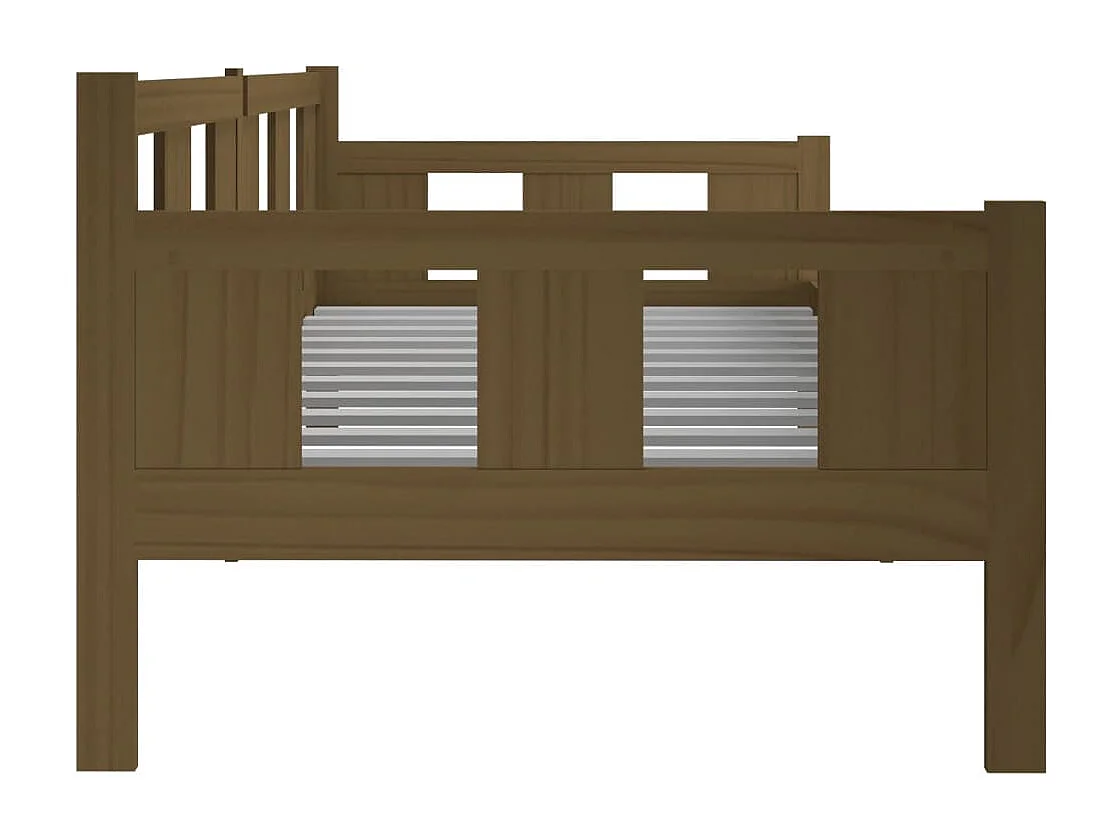Lit de jour Marron miel Bois de pin massif 90x190 cm