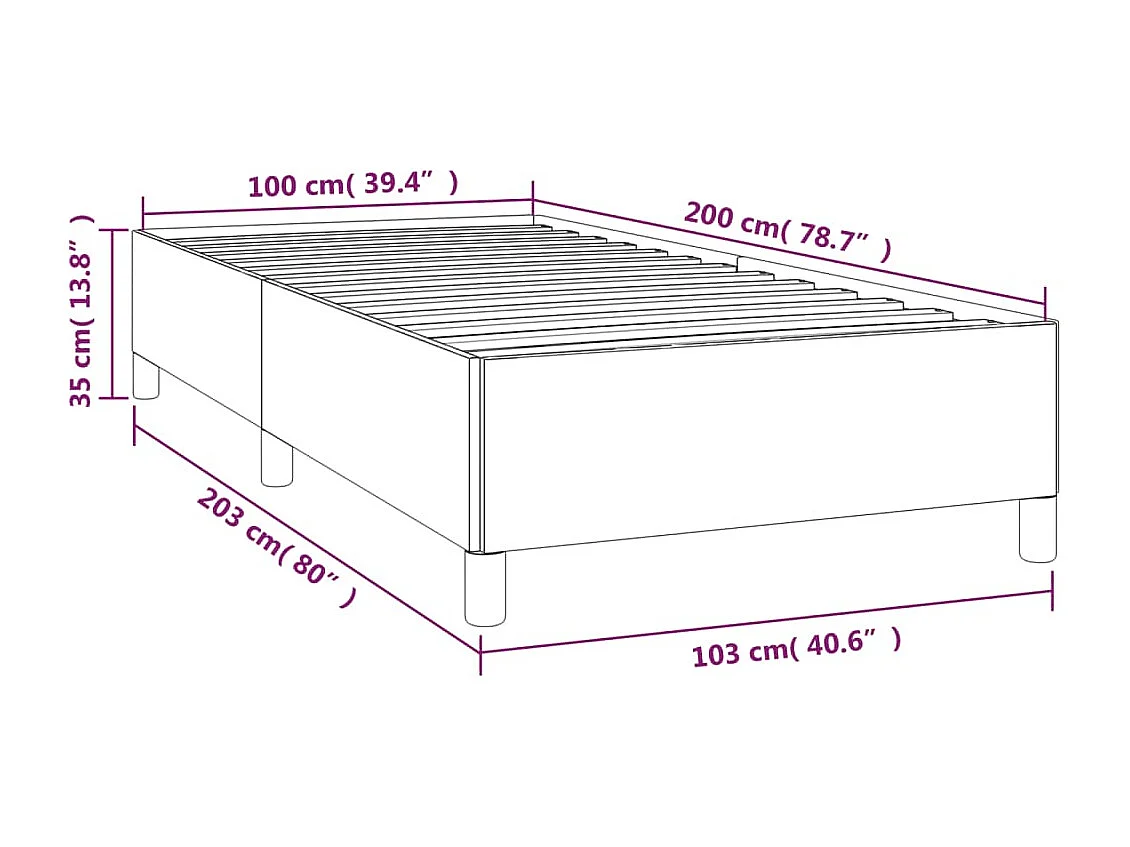 Cadre de lit Marron foncé 100x200 cm Tissu